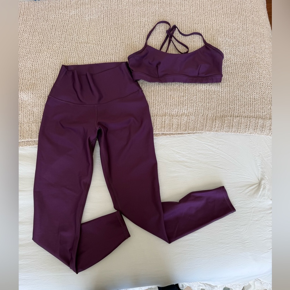 Alo Airlift Plum Set (XS leggings 7/8 length and S bra)